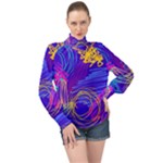 Seamless Vintage Pattern Retro 80s Or 90s Style Abstract High Neck Long Sleeve Chiffon Top