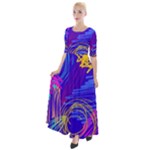 Seamless Vintage Pattern Retro 80s Or 90s Style Abstract Half Sleeves Maxi Dress