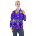 Seamless Vintage Pattern Retro 80s Or 90s Style Abstract Women s Long Sleeve Pocket Shirt