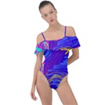 Seamless Vintage Pattern Retro 80s Or 90s Style Abstract Frill Detail One Piece Swimsuit