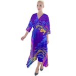 Seamless Vintage Pattern Retro 80s Or 90s Style Abstract Quarter Sleeve Wrap Front Maxi Dress