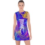 Seamless Vintage Pattern Retro 80s Or 90s Style Abstract Lace Up Front Bodycon Dress