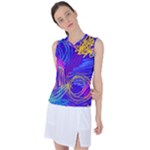 Seamless Vintage Pattern Retro 80s Or 90s Style Abstract Women s Sleeveless Sports Top