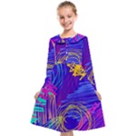 Seamless Vintage Pattern Retro 80s Or 90s Style Abstract Kids  Midi Sailor Dress