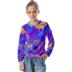 Seamless Vintage Pattern Retro 80s Or 90s Style Abstract Kids  Long Sleeve T-Shirt with Frill 