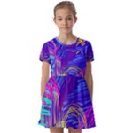 Seamless Vintage Pattern Retro 80s Or 90s Style Abstract Kids  Short Sleeve Pinafore Style Dress