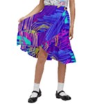 Seamless Vintage Pattern Retro 80s Or 90s Style Abstract Kids  Ruffle Flared Wrap Midi Skirt