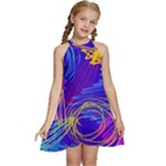 Seamless Vintage Pattern Retro 80s Or 90s Style Abstract Kids  Halter Collar Waist Tie Chiffon Dress