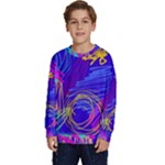 Seamless Vintage Pattern Retro 80s Or 90s Style Abstract Kids  Crewneck Sweatshirt