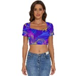 Seamless Vintage Pattern Retro 80s Or 90s Style Abstract Short Sleeve Square Neckline Crop Top 