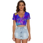 Seamless Vintage Pattern Retro 80s Or 90s Style Abstract V-Neck Crop Top