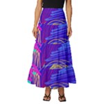 Seamless Vintage Pattern Retro 80s Or 90s Style Abstract Tiered Ruffle Maxi Skirt