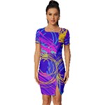 Seamless Vintage Pattern Retro 80s Or 90s Style Abstract Fitted Knot Split End Bodycon Dress