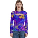 Seamless Vintage Pattern Retro 80s Or 90s Style Abstract Women s Cut Out Long Sleeve T-Shirt