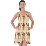 Camel Pattern Design Clothing Show Some Back Chiffon Dress