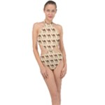 Camel Pattern Design Clothing Halter Side Cut Swimsuit