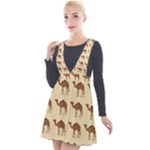 Camel Pattern Design Clothing Plunge Pinafore Velour Dress