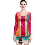 Digital Graphic Clip Art Beach Long Sleeve Bodycon Dress