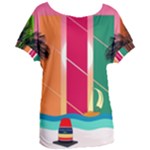 Digital Graphic Clip Art Beach Women s Oversized T-Shirt