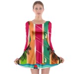 Digital Graphic Clip Art Beach Long Sleeve Skater Dress