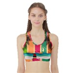 Digital Graphic Clip Art Beach Sports Bra with Border