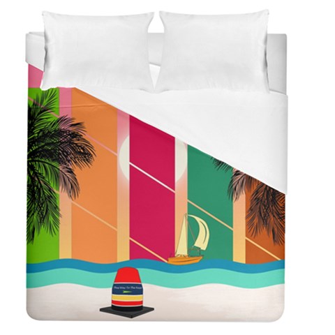 Digital Graphic Clip Art Beach Duvet Cover (Queen Size) from ArtsNow.com