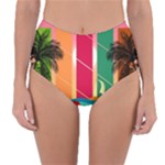 Digital Graphic Clip Art Beach Reversible High-Waist Bikini Bottoms