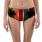 Digital Graphic Clip Art Beach Reversible Mid-Waist Bikini Bottoms