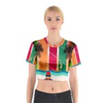 Digital Graphic Clip Art Beach Cotton Crop Top