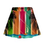 Digital Graphic Clip Art Beach Mini Flare Skirt