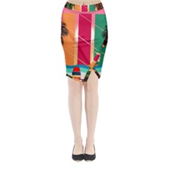 Digital Graphic Clip Art Beach Midi Wrap Pencil Skirt from ArtsNow.com