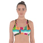 Digital Graphic Clip Art Beach Cross Back Sports Bra