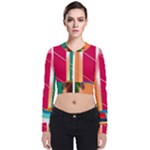 Digital Graphic Clip Art Beach Long Sleeve Zip Up Bomber Jacket