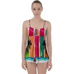 Digital Graphic Clip Art Beach Babydoll Tankini Top