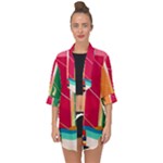 Digital Graphic Clip Art Beach Open Front Chiffon Kimono