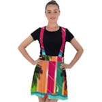 Digital Graphic Clip Art Beach Velvet Suspender Skater Skirt