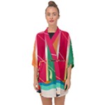 Digital Graphic Clip Art Beach Half Sleeve Chiffon Kimono