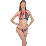 Digital Graphic Clip Art Beach Cross Front Halter Bikini Set