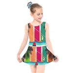 Digital Graphic Clip Art Beach Kids  Skater Dress Swimsuit