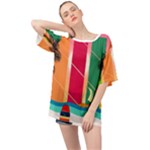 Digital Graphic Clip Art Beach Oversized Chiffon Top