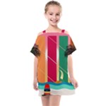 Digital Graphic Clip Art Beach Kids  One Piece Chiffon Dress