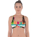 Digital Graphic Clip Art Beach Cross Back Hipster Bikini Top 