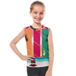 Digital Graphic Clip Art Beach Kids  Mesh Tank Top