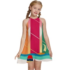 Kids  Halter Collar Waist Tie Chiffon Dress 