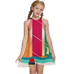 Digital Graphic Clip Art Beach Kids  Halter Collar Waist Tie Chiffon Dress