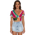 Digital Graphic Clip Art Beach V-Neck Crop Top