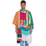 Digital Graphic Clip Art Beach Men s Hooded Rain Ponchos