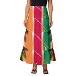 Digital Graphic Clip Art Beach Tiered Ruffle Maxi Skirt