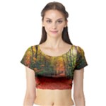 Forest Woods Autumn Nature Short Sleeve Crop Top