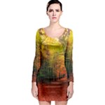 Forest Woods Autumn Nature Long Sleeve Bodycon Dress